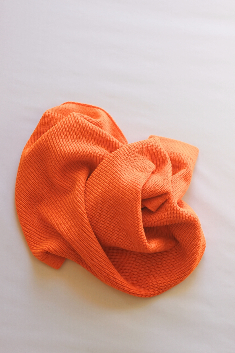 Couverture bébé laine orange tangerine