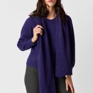 echarpe-femme-laine-merinos-pinto- bleu-chandam-france