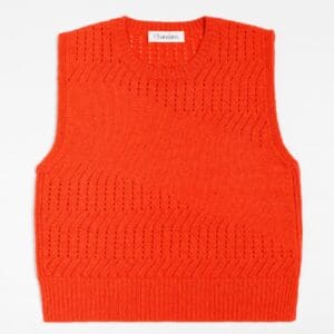 Pull Sans Manche laine merinos d'arles. Maille Ajourée.