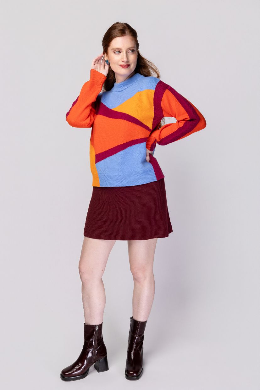 pull femme multicolore laine française mérinos d'Arles