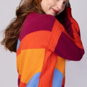 pull multicolore femme laine française mérinos d'Arles