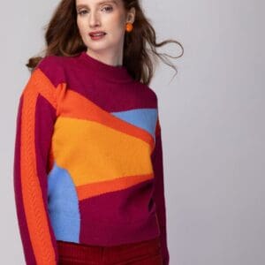 pull multicolore femme laine française mérinos d'Arles
