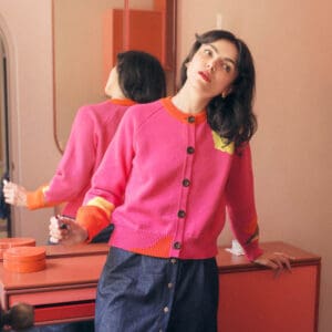 Veste intarsia Christie - Pitaya
